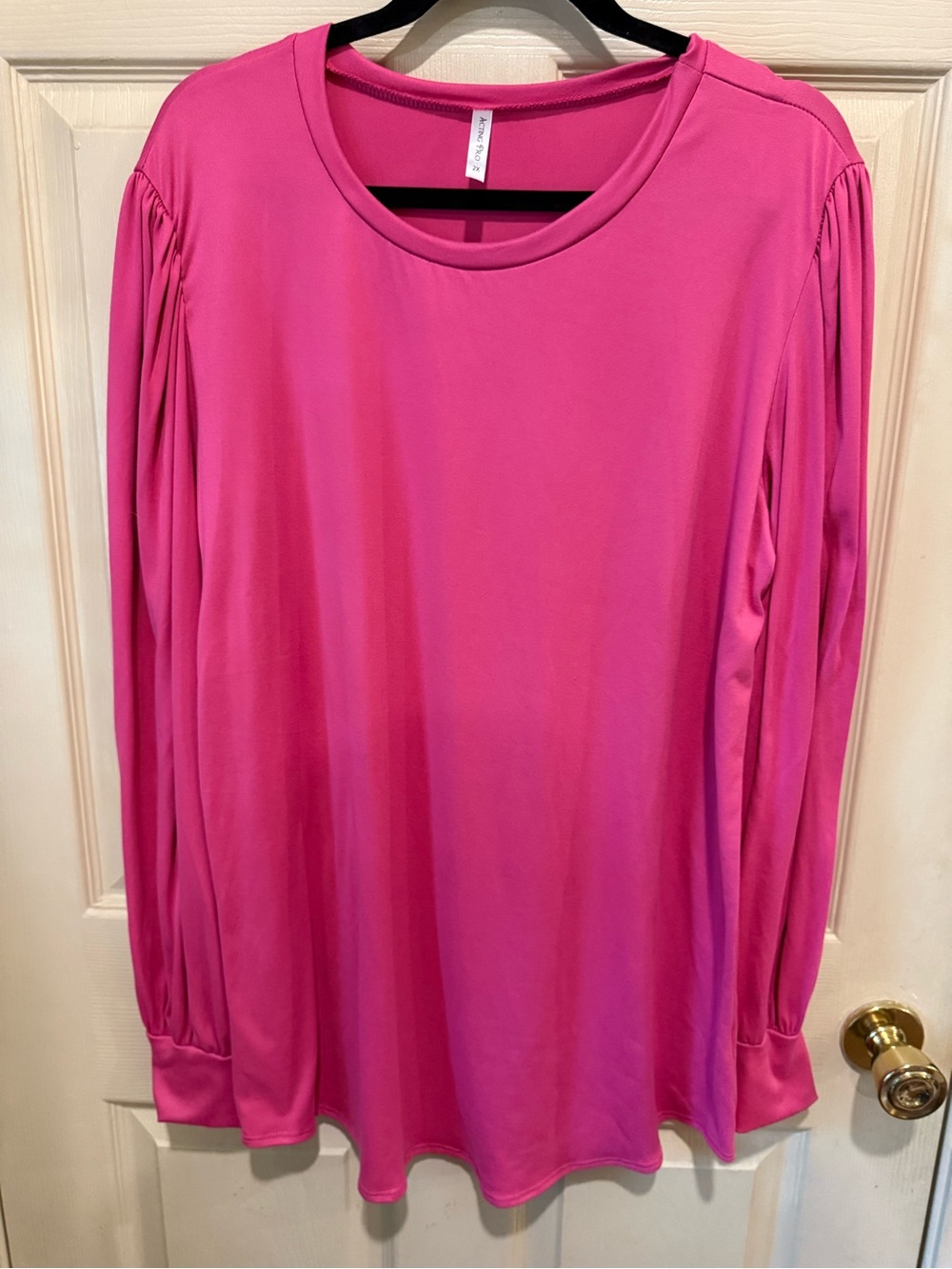 SHEIN Fuchsia Long Sleeve Pleated Shoulder Top